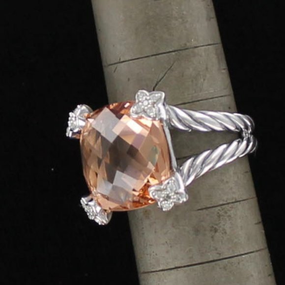 SOLD-David Yurman Cushion On Point Morganite Ring - Picture 4 of 8